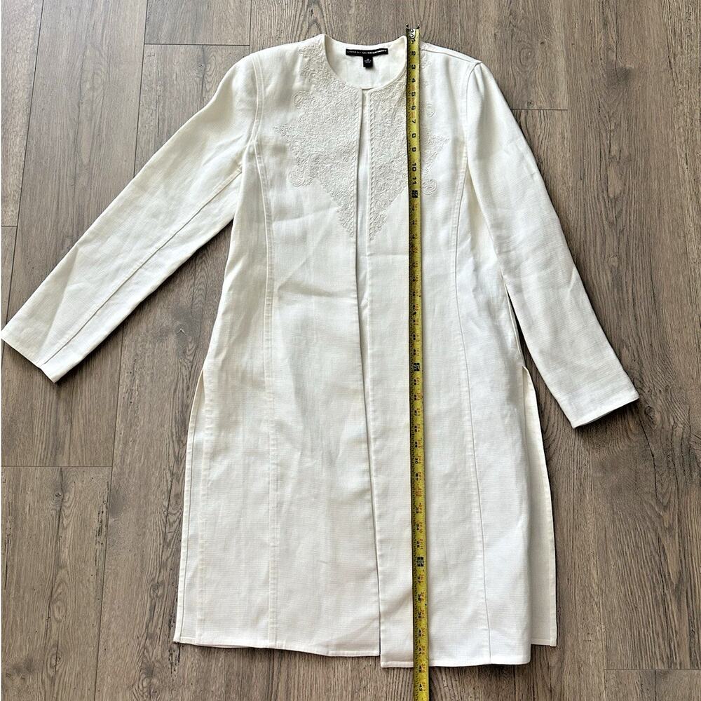 LINDA ALLARD ELLEN TRACY Linen Embroidered Duster Summer Coat Size 10 - Picture 12 of 16